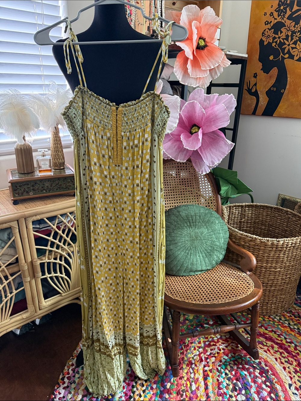 Free People Intimately Rule The World Fern Combo Boho Hippie Maxi Jumpsuit